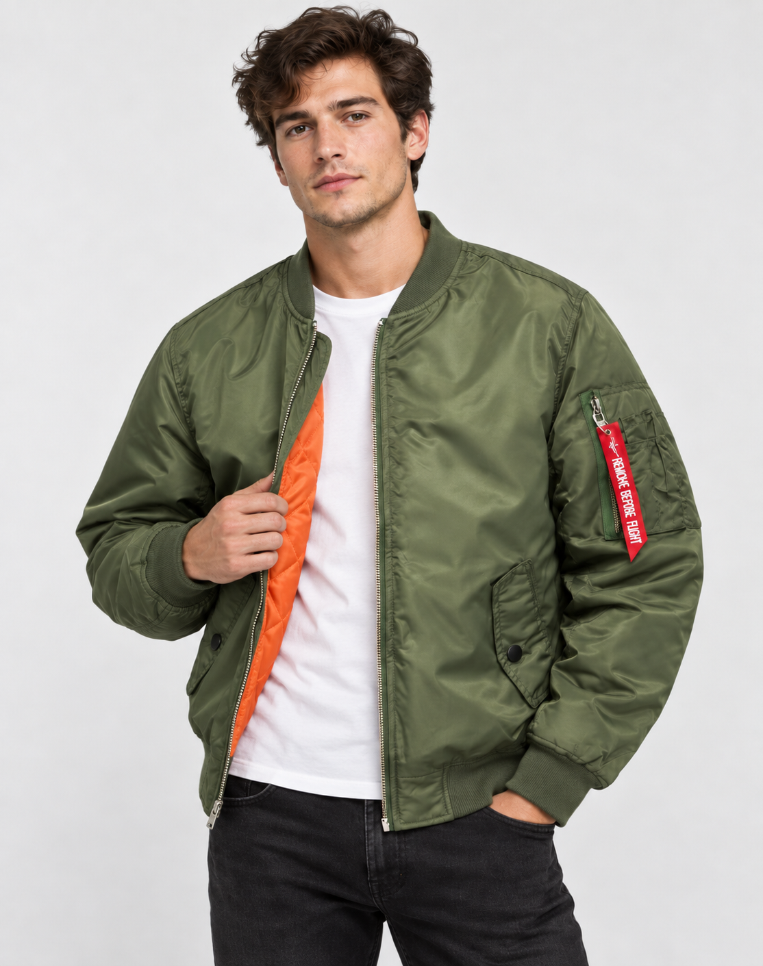 Men's Quilted Bomber Jacket - Zip-Front Winter Coat
