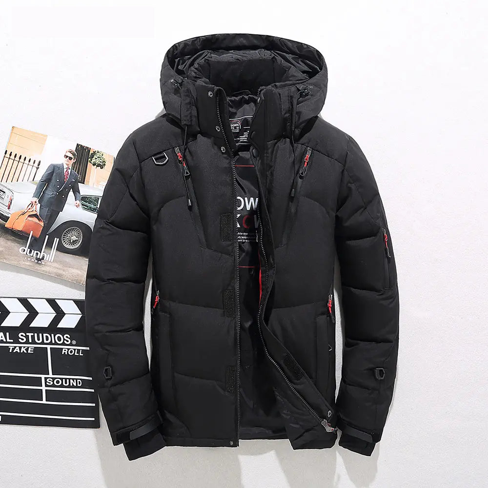 Men's Quilted Puffer Jacket - Stand-Collar Outerwear