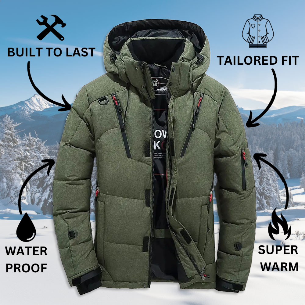 Men's Quilted Puffer Jacket - Stand-Collar Outerwear