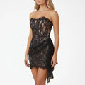 CelestiaMini - Strapless Sheer Patterned Mini Dress