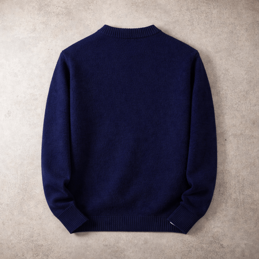 Men's Crew-Neck Jumper- Ribbed Trim and Knit Finish