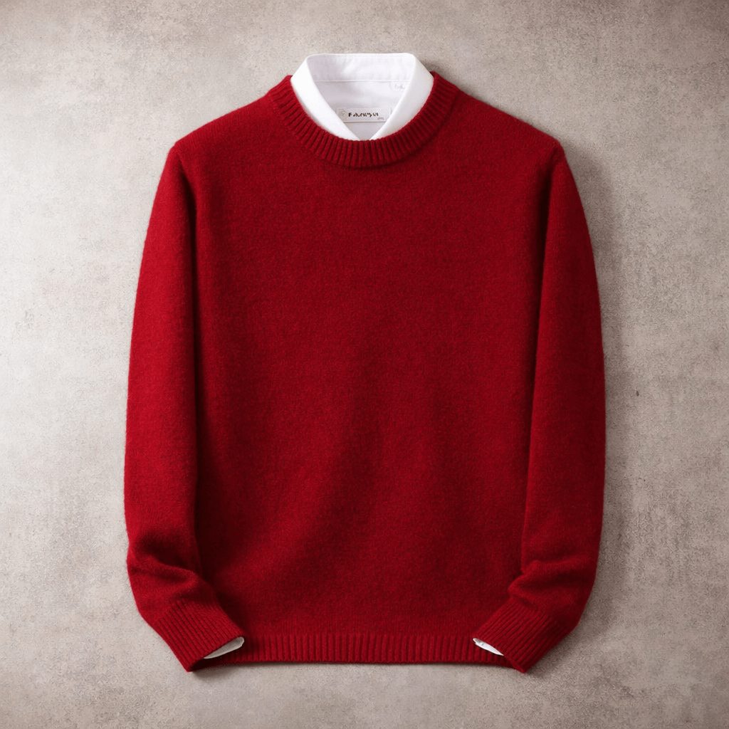 Men's Crew-Neck Jumper- Ribbed Trim and Knit Finish