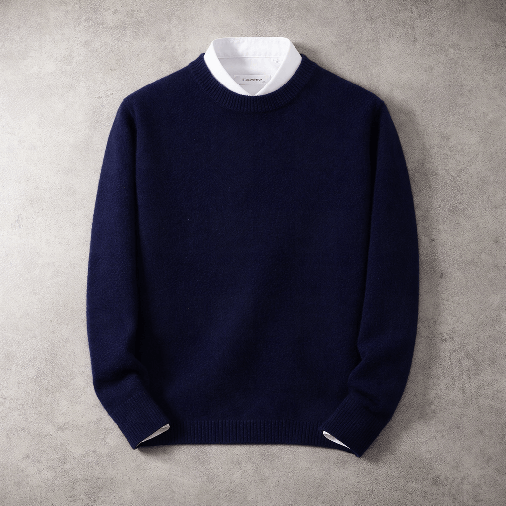 Men's Crew-Neck Jumper- Ribbed Trim and Knit Finish