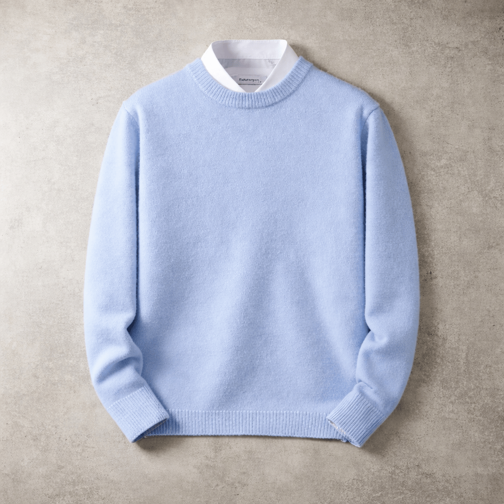 Men's Crew-Neck Jumper- Ribbed Trim and Knit Finish