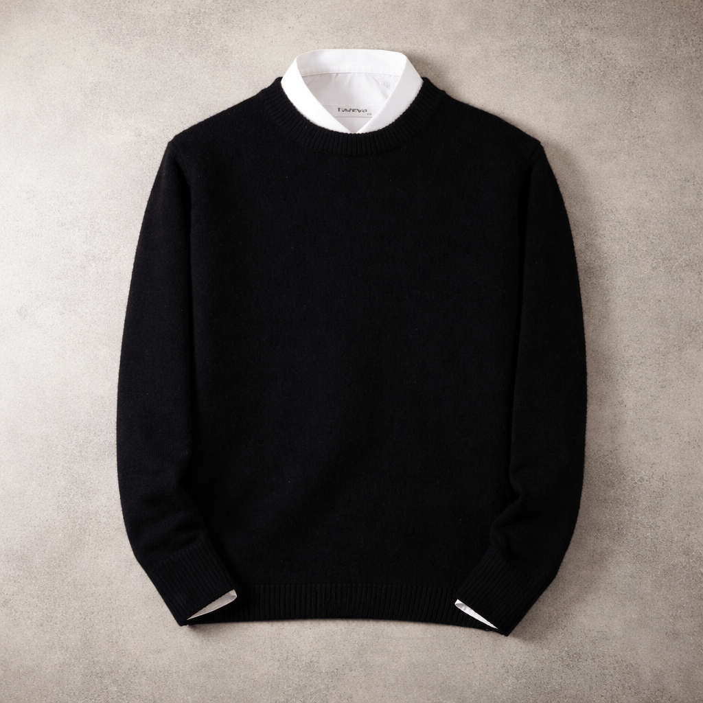 Men's Crew-Neck Jumper- Ribbed Trim and Knit Finish