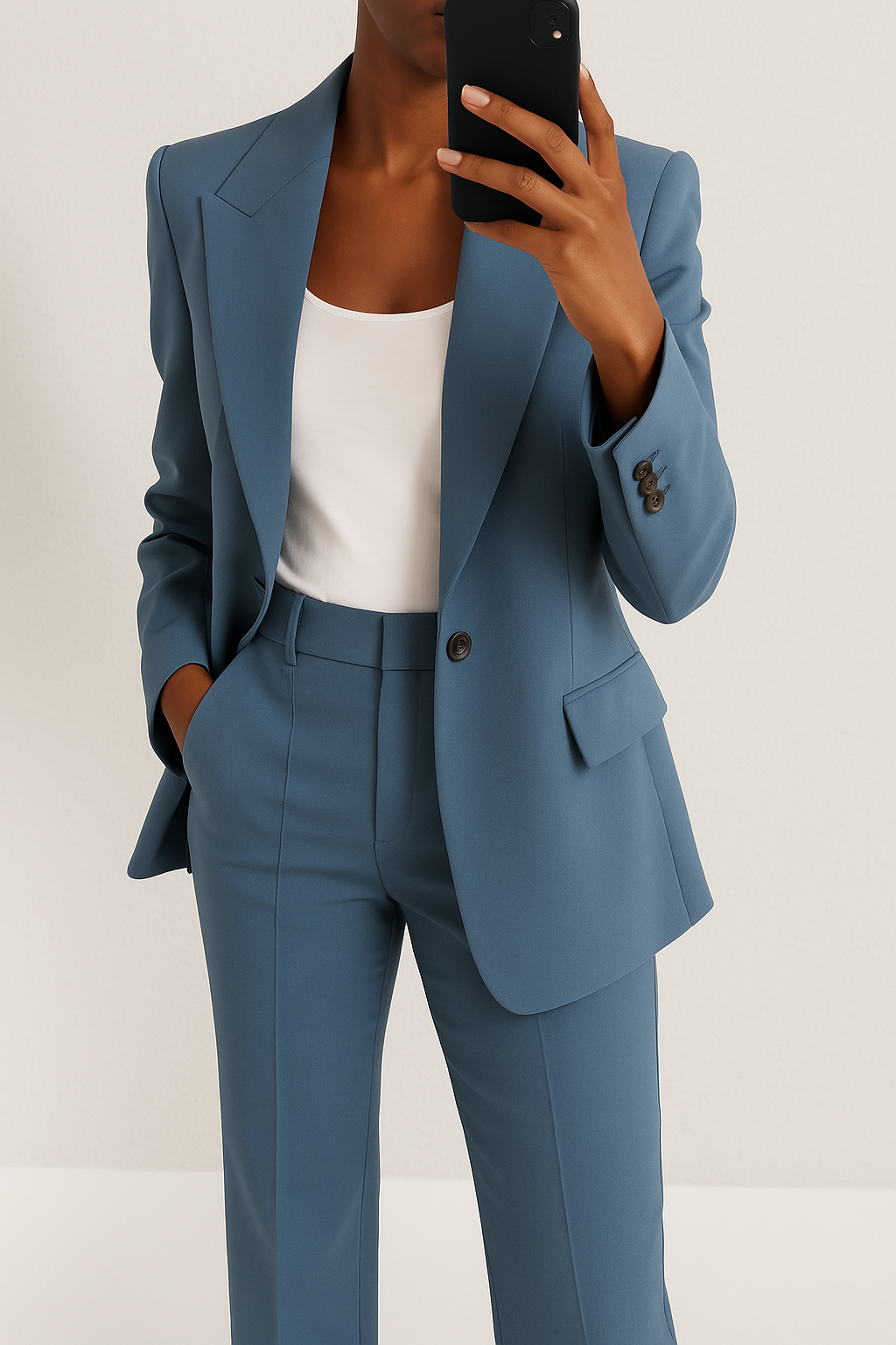 Women's Blazer and Trousers Suit- Notch-Lapel Two-Piece Set