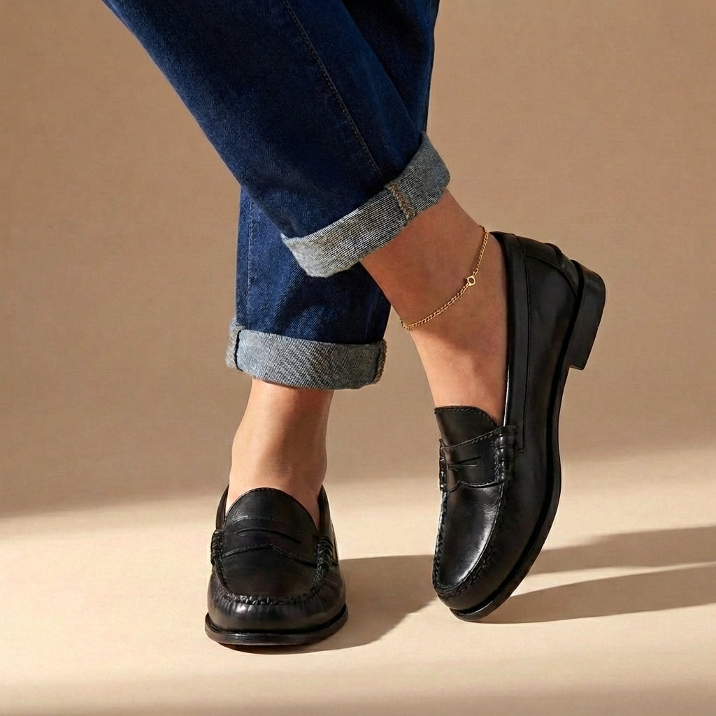 Women's Penny Loafers - Moccasin-Stitch Slip-On Shoes