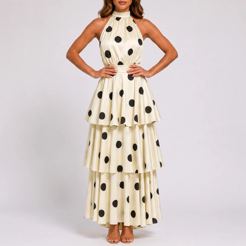 Dottica - Halter Neck Polka Dot Maxi Dress