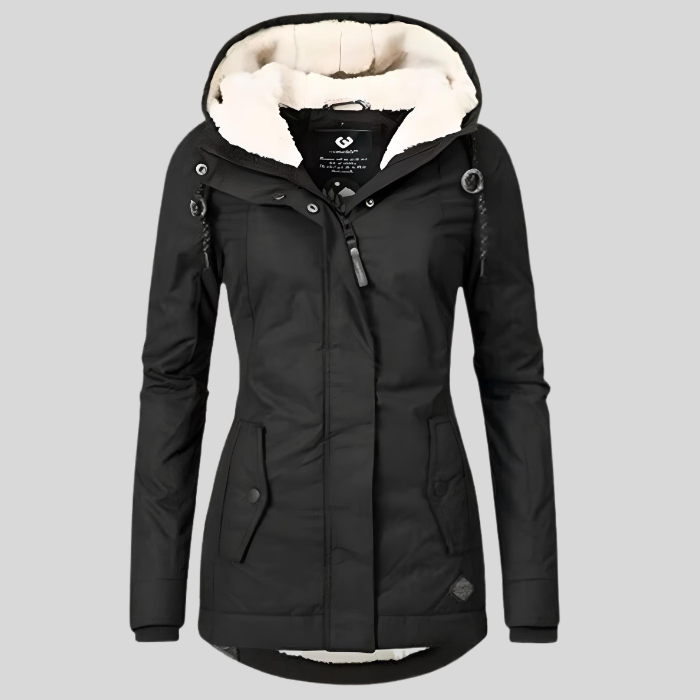 Women's Hooded Rain Jacket - Fleece-Lined Outerwear