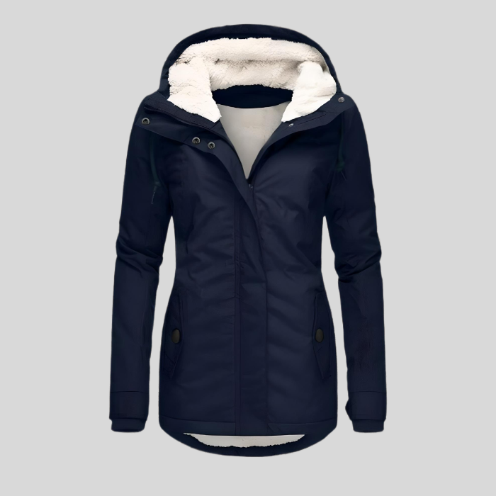 Women's Hooded Rain Jacket - Fleece-Lined Outerwear