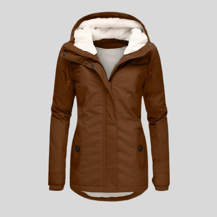 Women's Hooded Rain Jacket - Fleece-Lined Outerwear