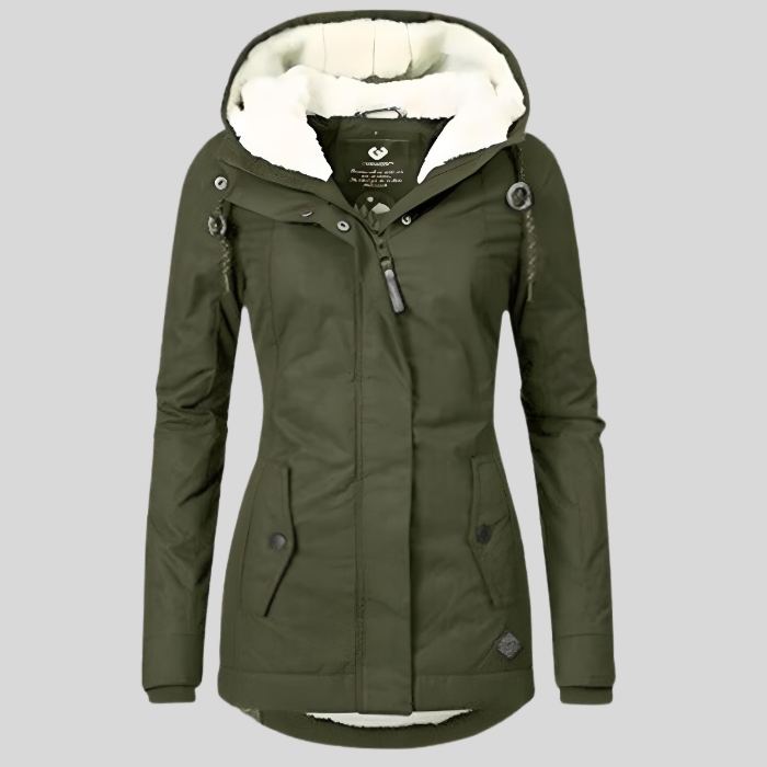 Women's Hooded Rain Jacket - Fleece-Lined Outerwear