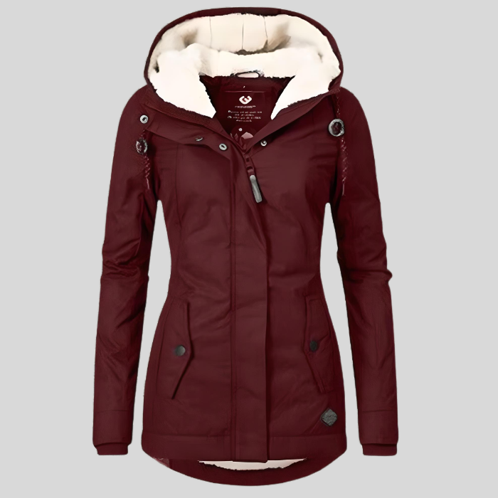 Women's Hooded Rain Jacket - Fleece-Lined Outerwear