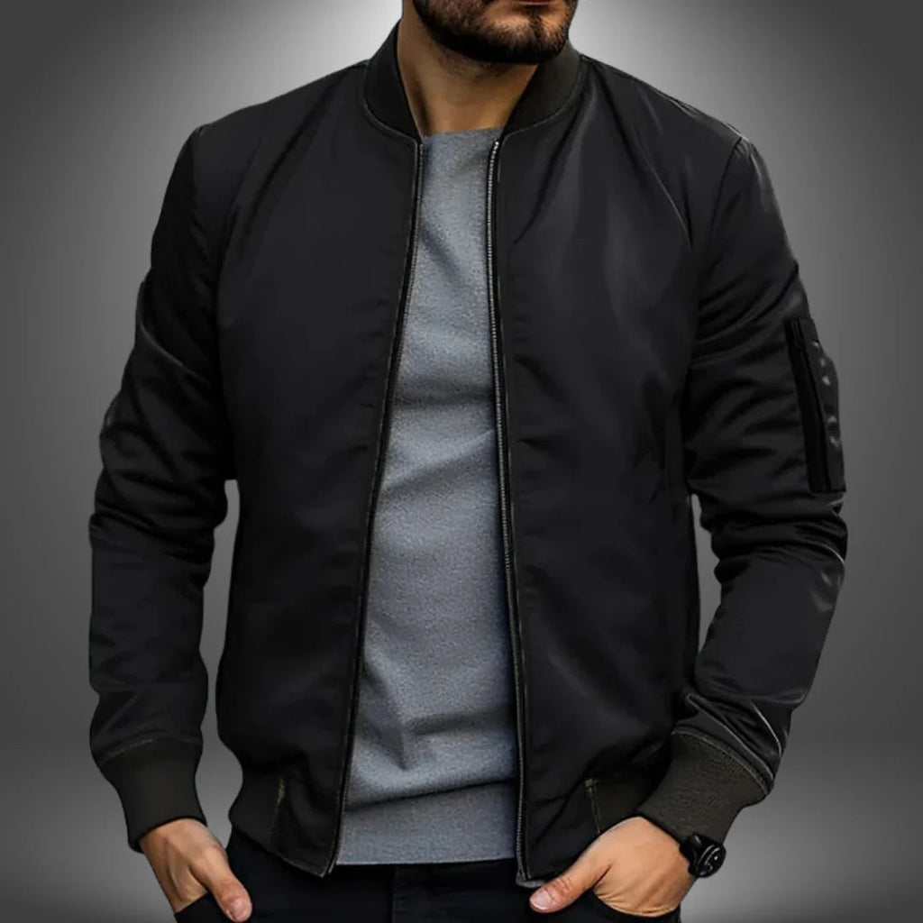 Men's Bomber Jacket - Ribbed-Cuff Zip-Up Outerwear