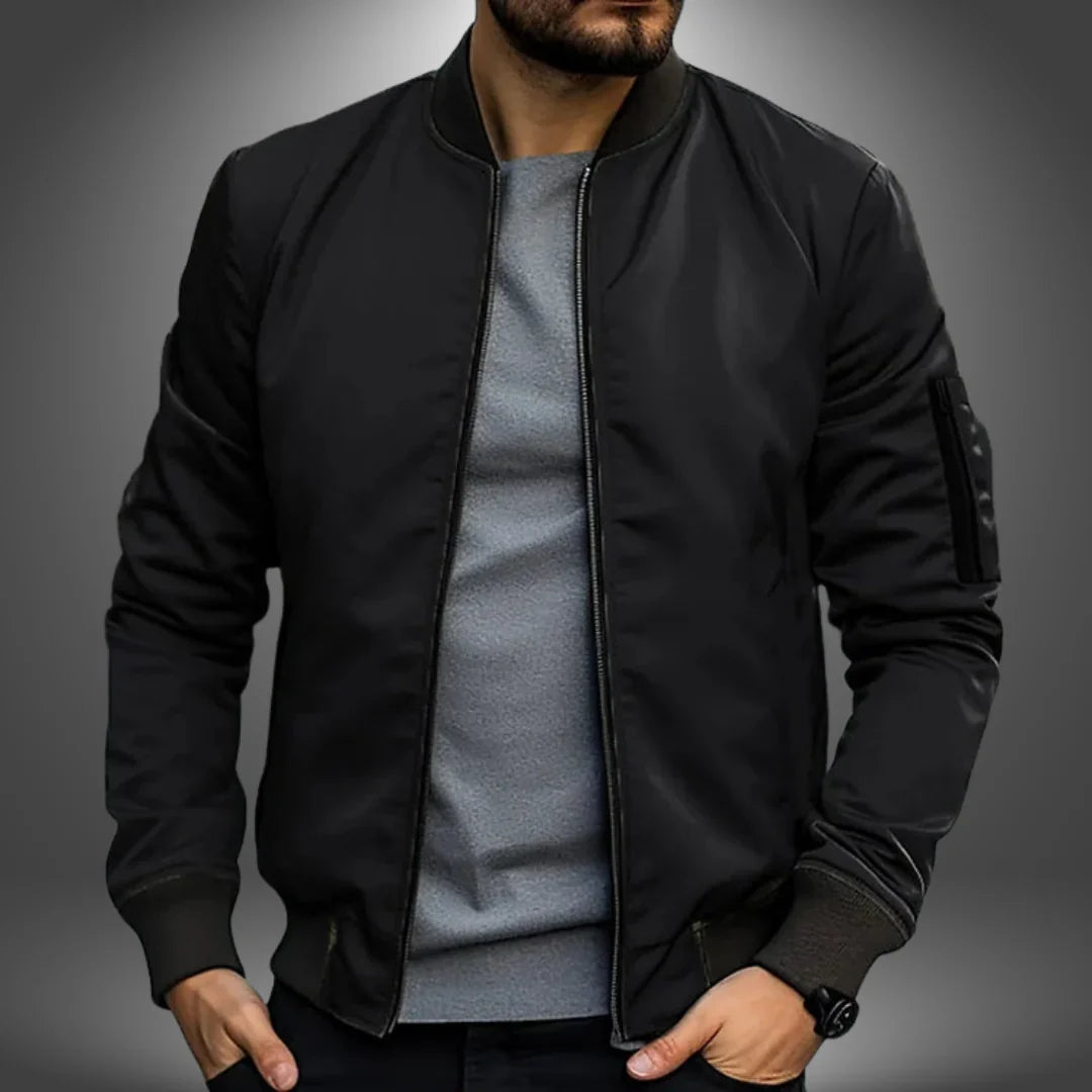 Men's Bomber Jacket - Ribbed-Cuff Zip-Up Outerwear