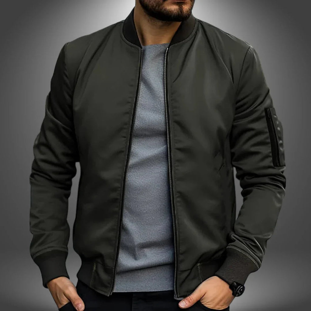 Men's Bomber Jacket - Ribbed-Cuff Zip-Up Outerwear