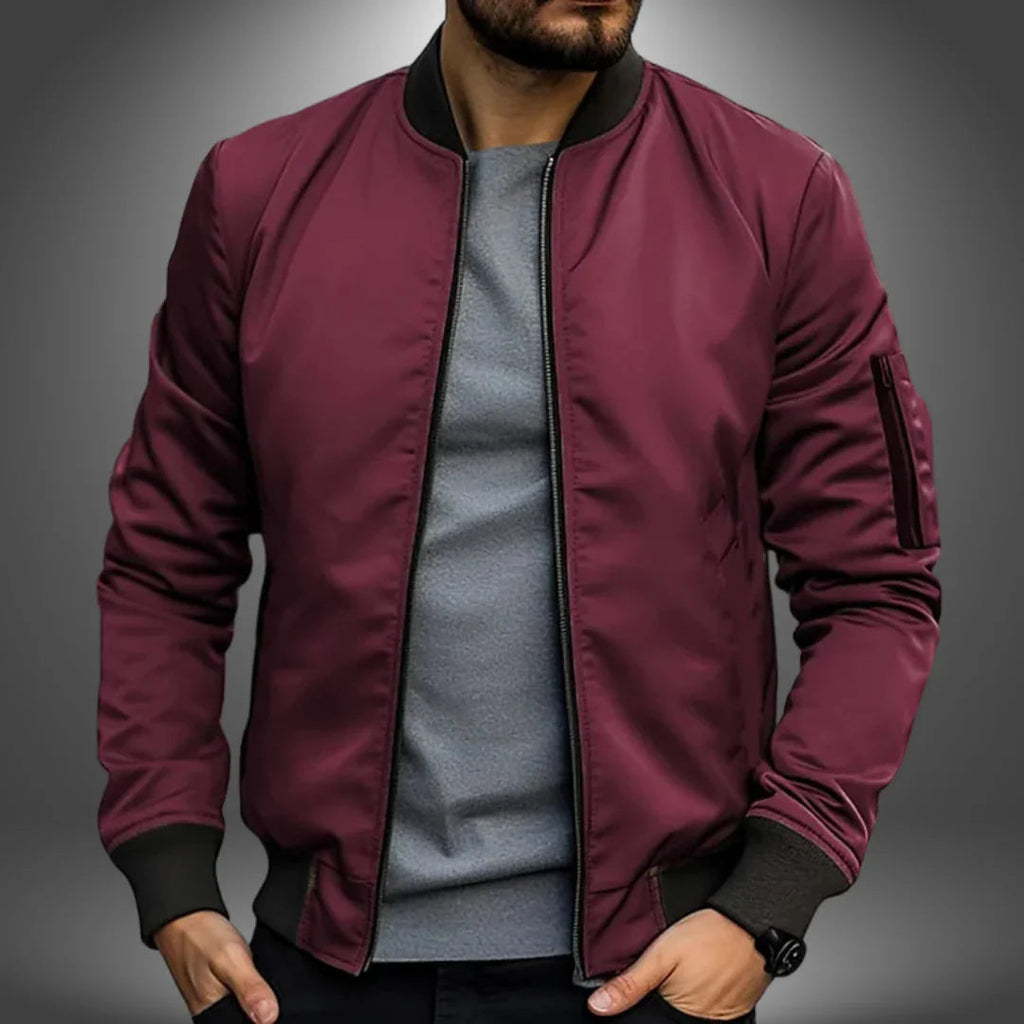 Men's Bomber Jacket - Ribbed-Cuff Zip-Up Outerwear