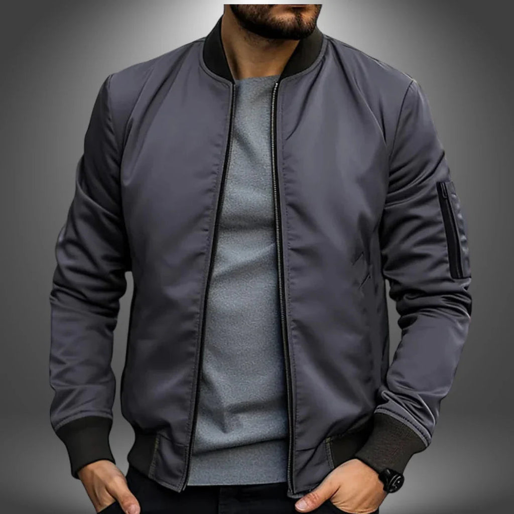 Men's Bomber Jacket - Ribbed-Cuff Zip-Up Outerwear