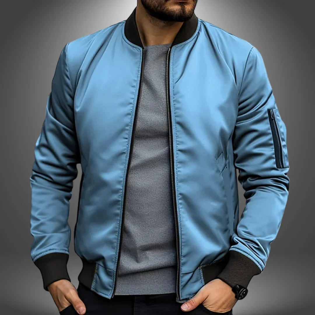 Men's Bomber Jacket - Ribbed-Cuff Zip-Up Outerwear