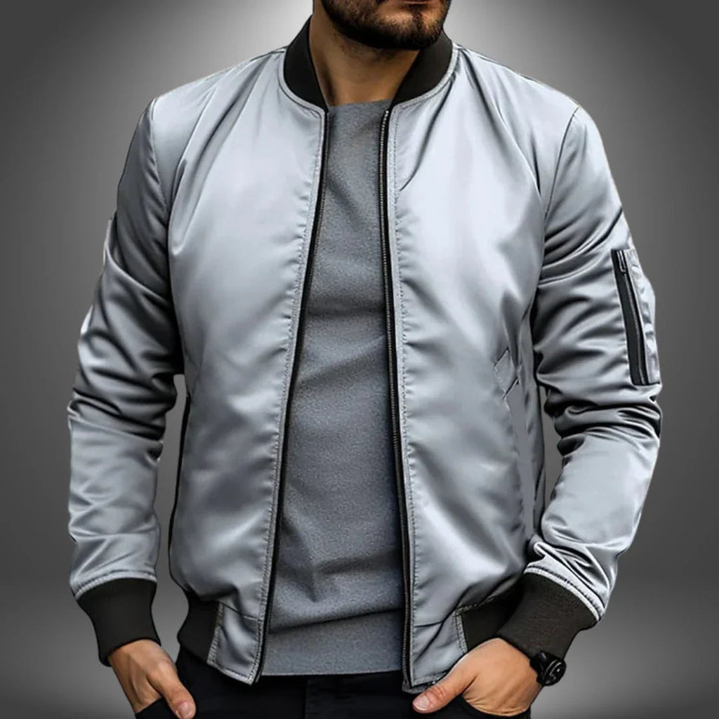 Men's Bomber Jacket - Ribbed-Cuff Zip-Up Outerwear