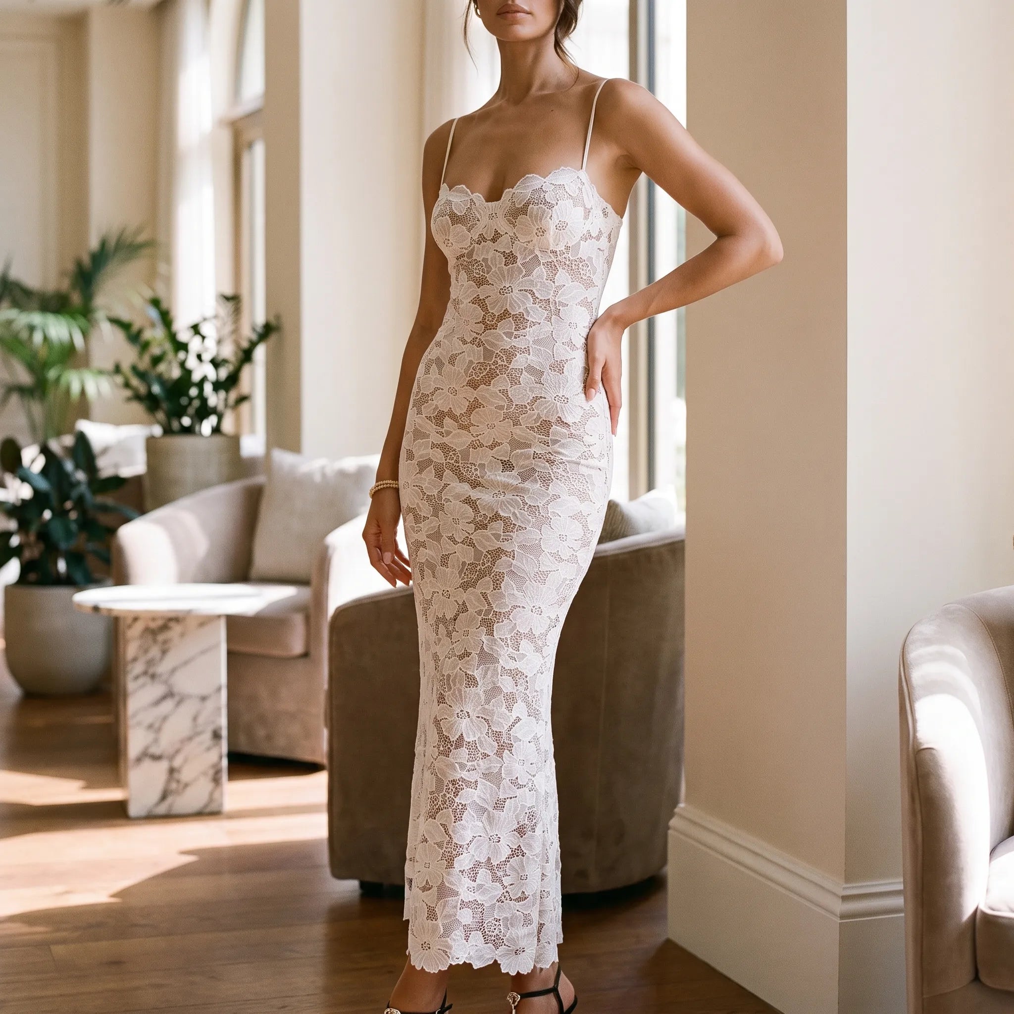 Florina - Elegant Floral Midi Dress
