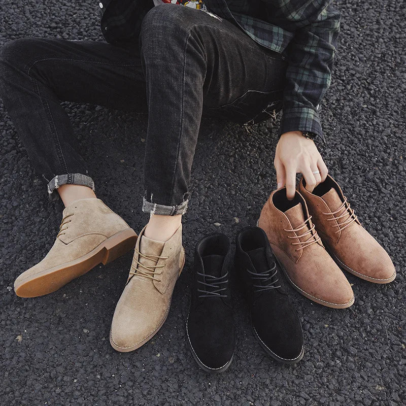 Men's Suede-Look Lace-Up Chukka Boots