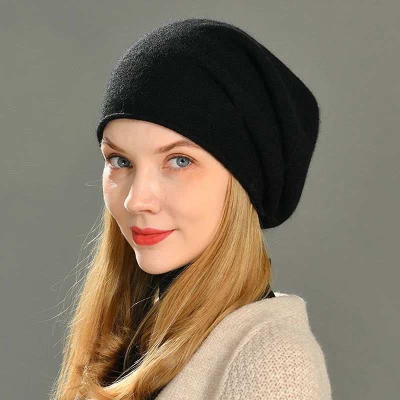 Women's Slouch Knit Beanie- Fine-Knit Winter Hat