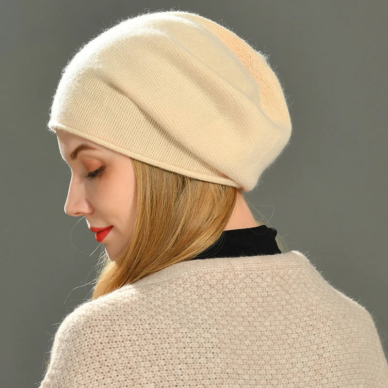 Women's Slouch Knit Beanie- Fine-Knit Winter Hat