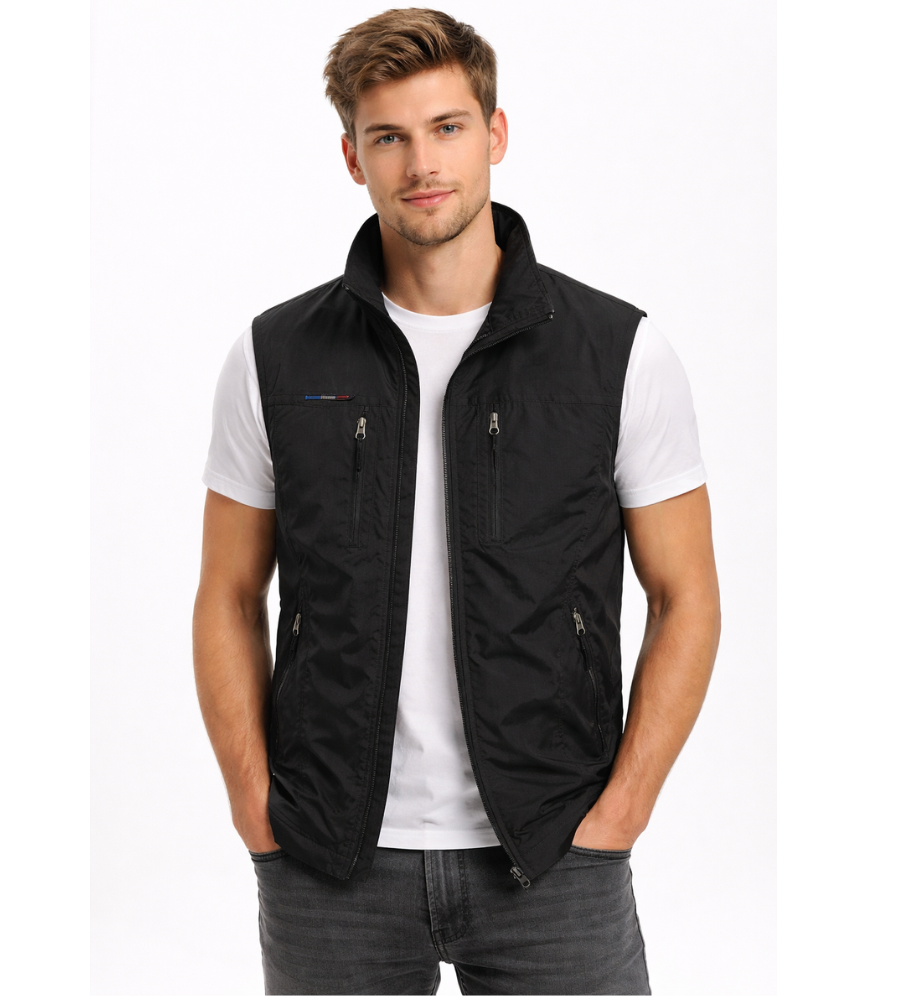 Men's Zip-Up Gilet - Stand-Collar Outdoor Vest