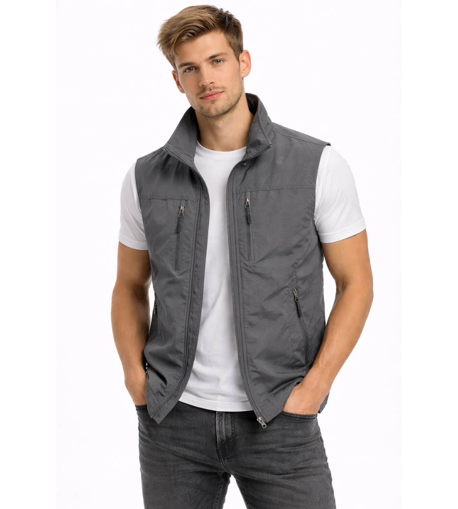 Men's Zip-Up Gilet - Stand-Collar Outdoor Vest
