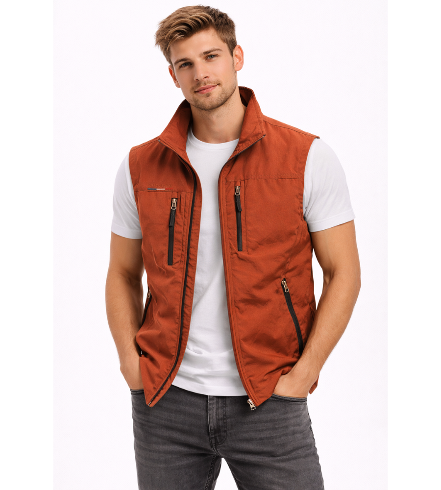 Men's Zip-Up Gilet - Stand-Collar Outdoor Vest