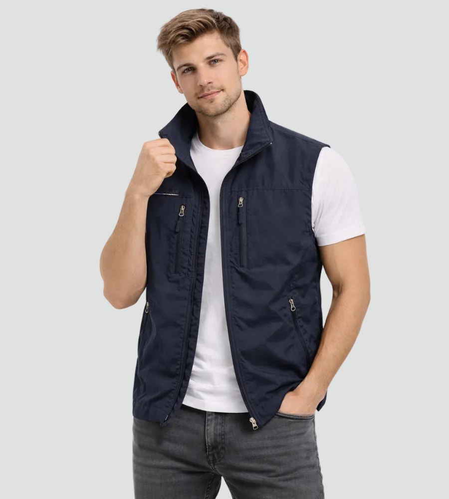 Men's Zip-Up Gilet - Stand-Collar Outdoor Vest