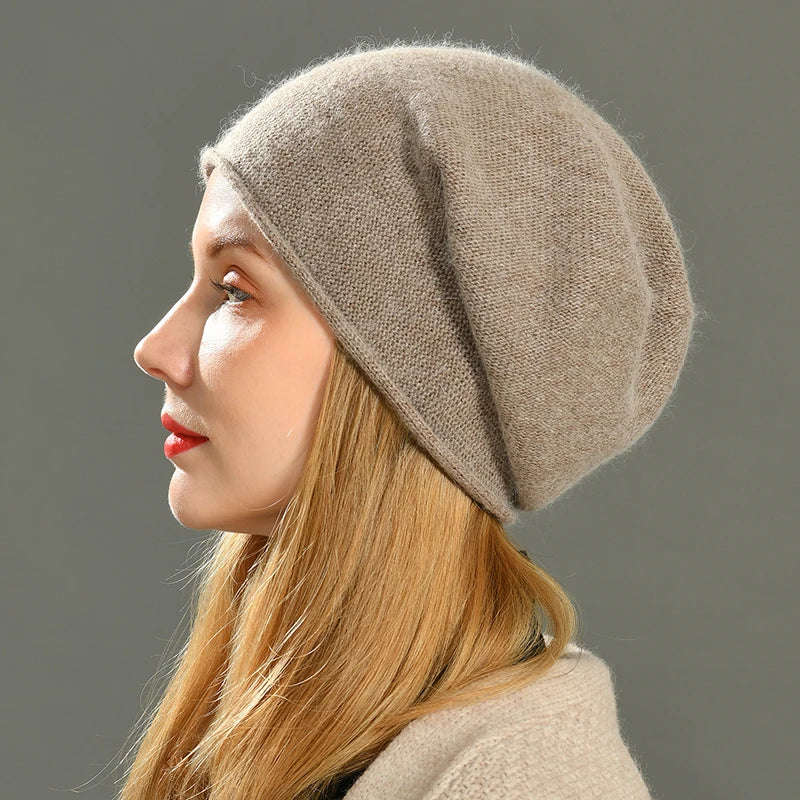 Women's Slouch Knit Beanie- Fine-Knit Winter Hat