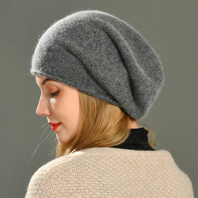 Women's Slouch Knit Beanie- Fine-Knit Winter Hat