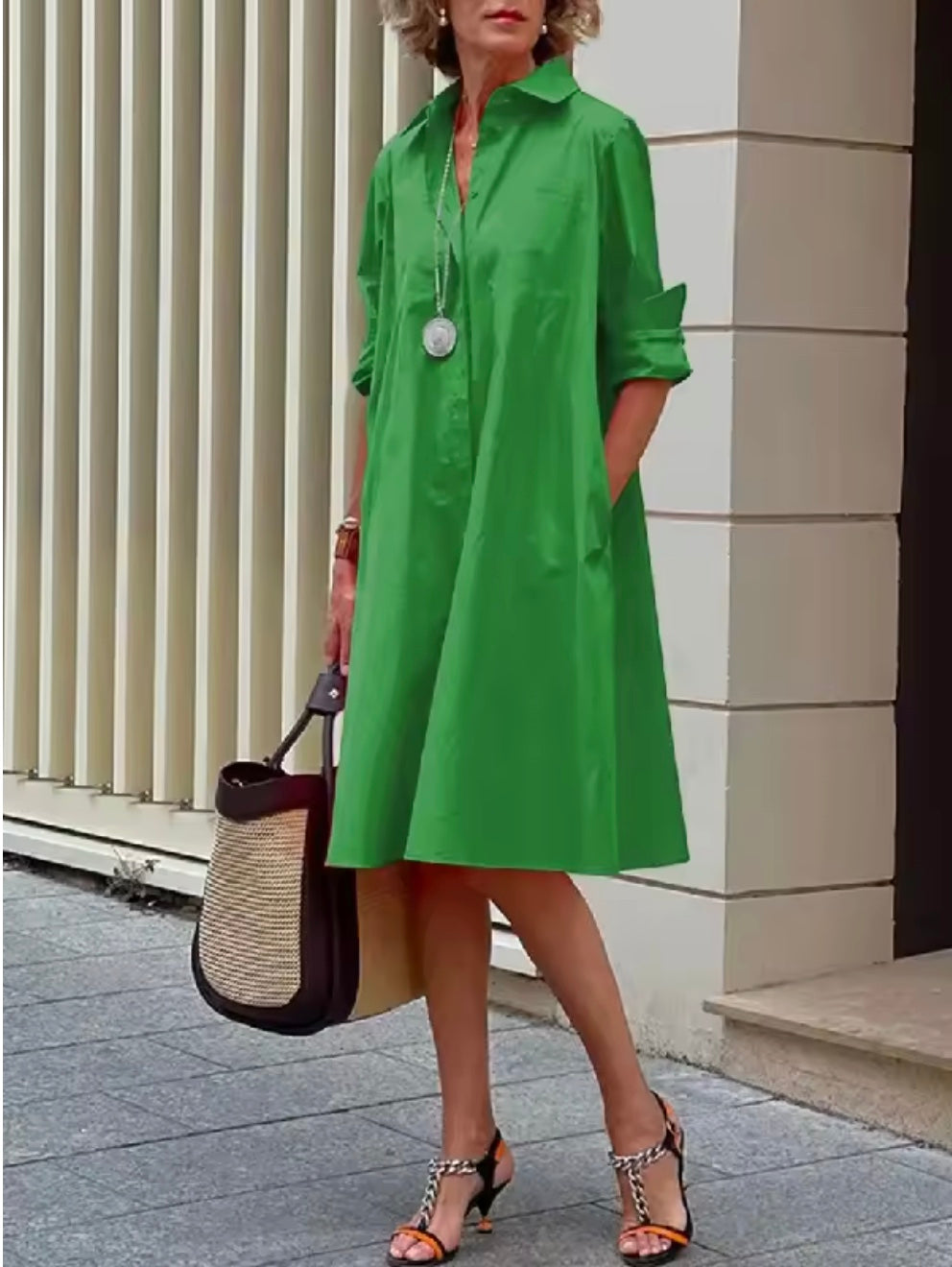 Judy | Women's Collared Shirt Dress with Pockets