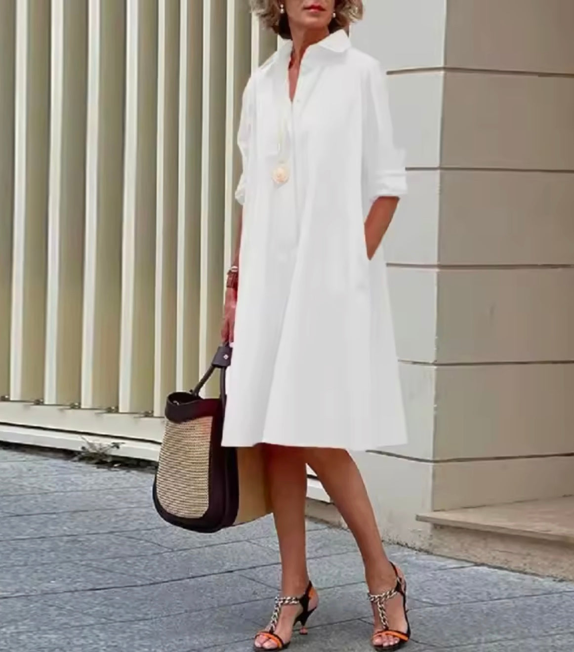 Judy | Women's Collared Shirt Dress with Pockets