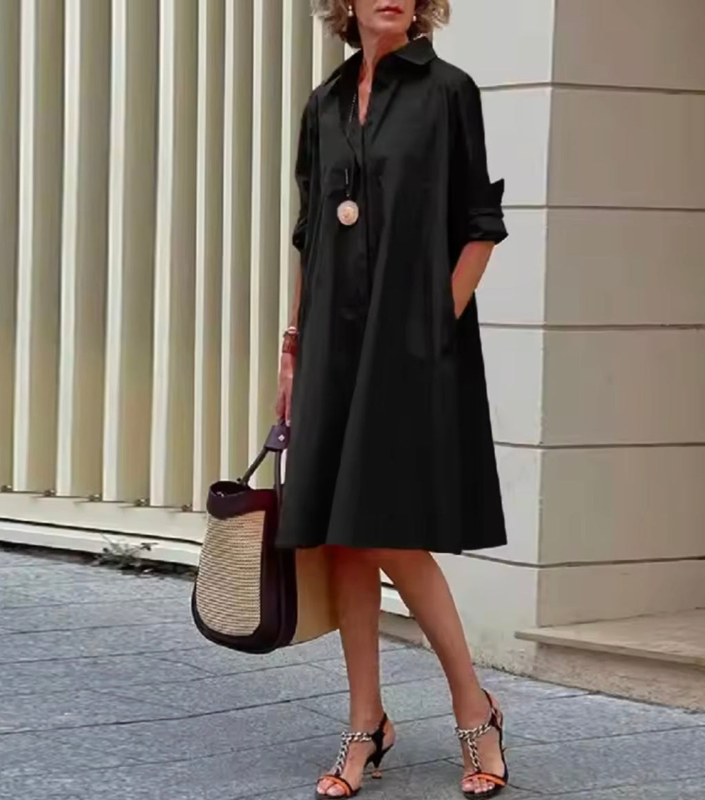 Judy | Women's Collared Shirt Dress with Pockets