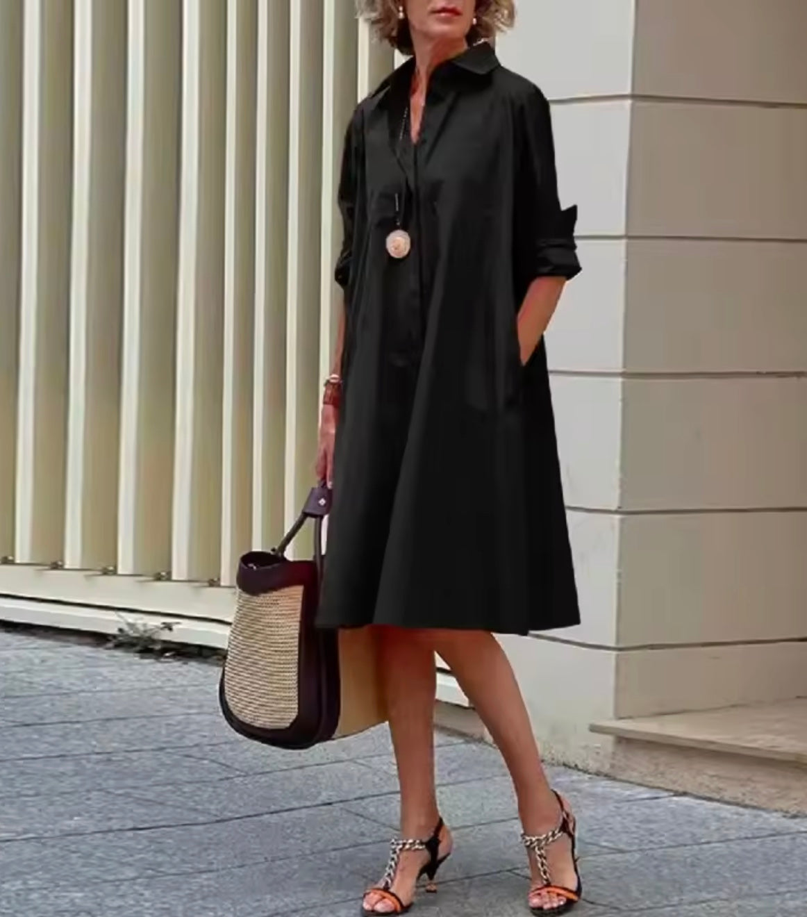Judy | Women's Collared Shirt Dress with Pockets