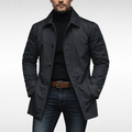 Men's Mid-Length Coat - Button-Front Outerwear