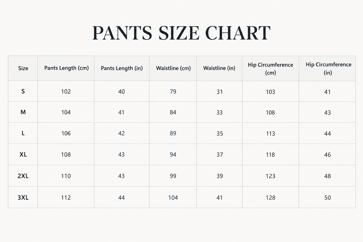 Size chart