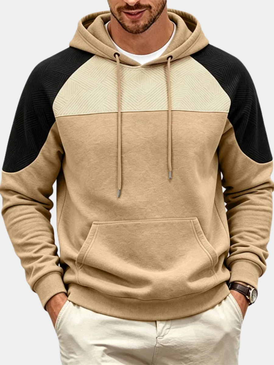 Men's Patchwork Jumper- Patterned Knit and Crew Neck