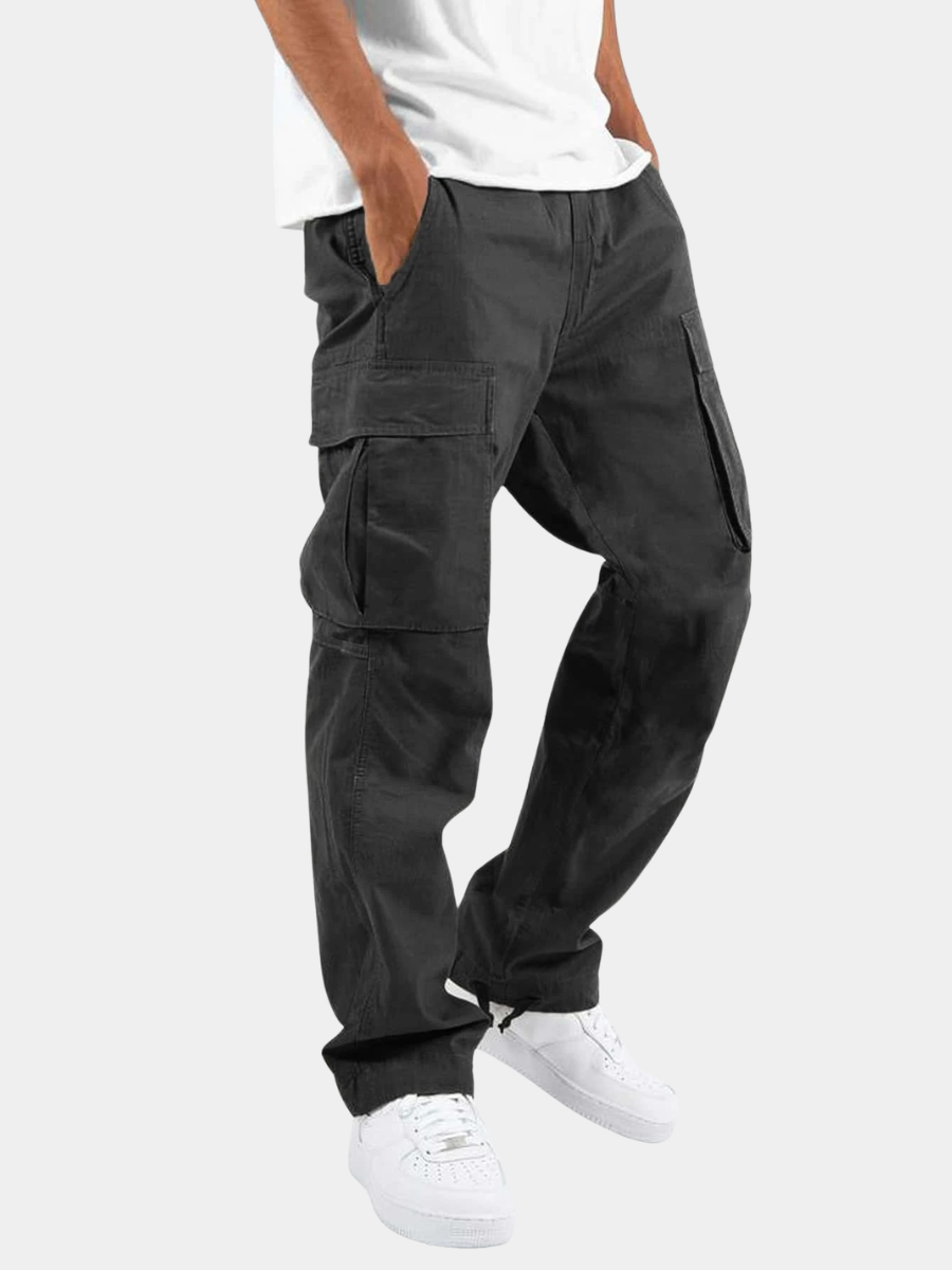 Men's Cargo Trousers- Flap Pockets and Relaxed Leg