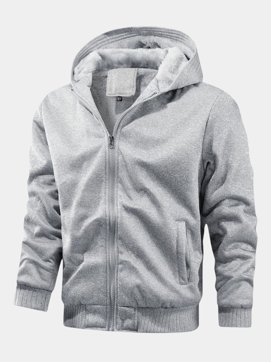 Men's Lined Zip Hoodie- Hooded Patchwork Layer
