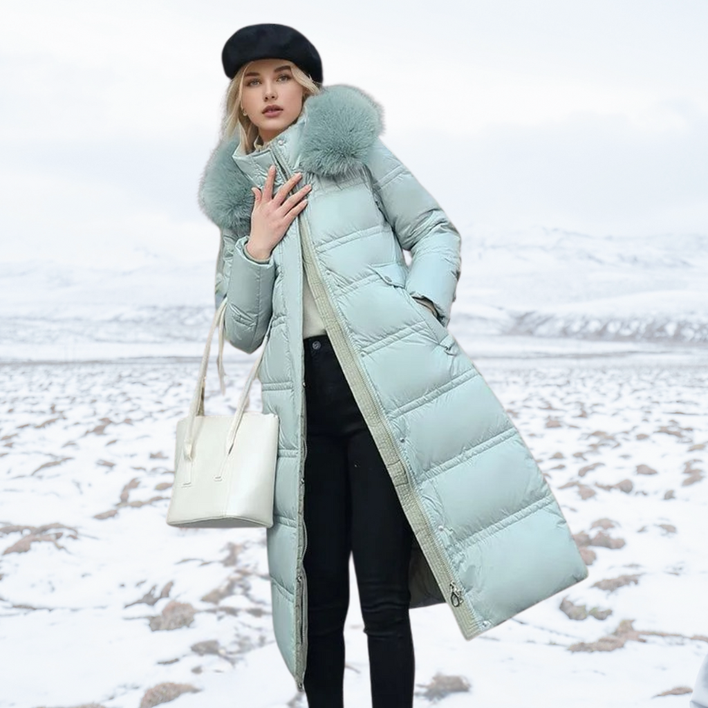 Women's Hooded Parka - Faux-Fur Trim Winter Coat