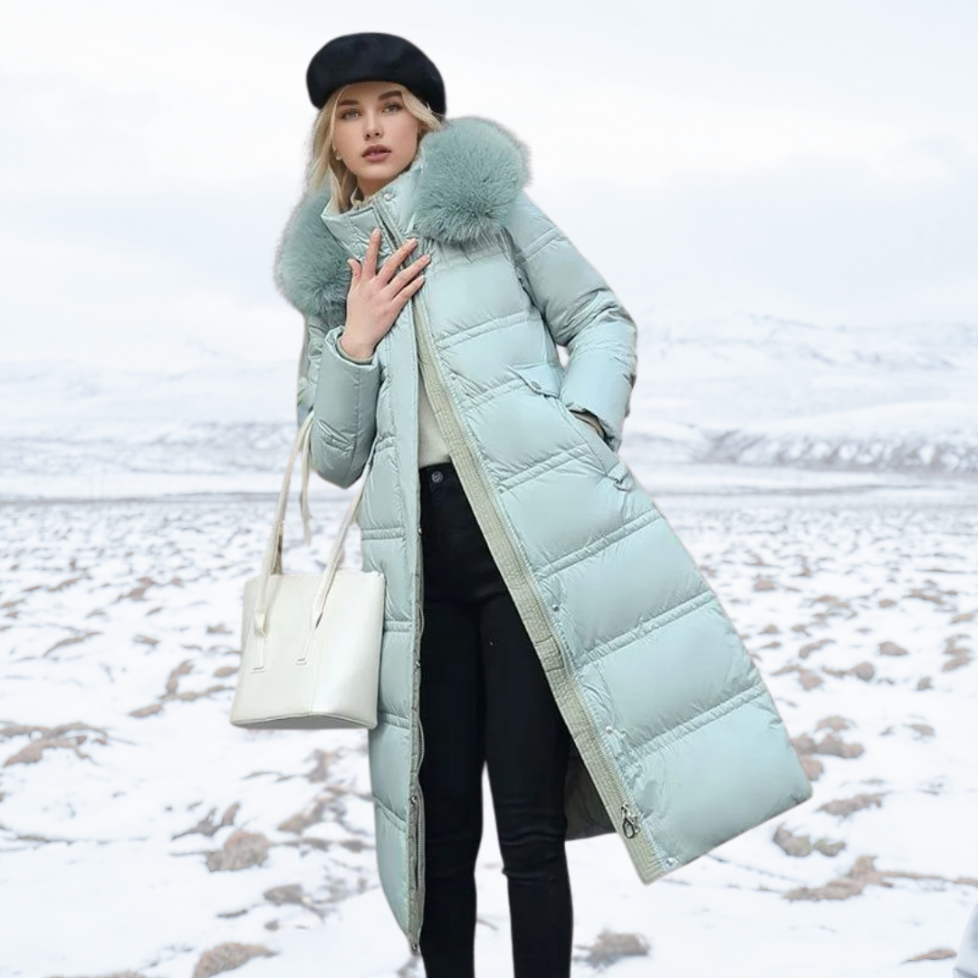 Women's Hooded Parka - Faux-Fur Trim Winter Coat