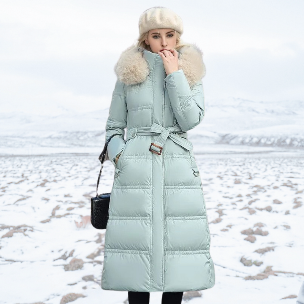 Women's Hooded Parka - Faux-Fur Trim Winter Coat