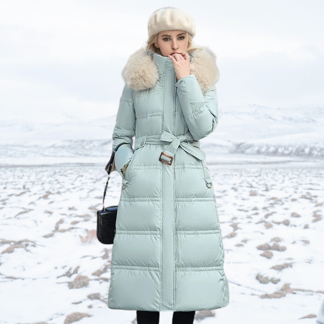 Women's Hooded Parka - Faux-Fur Trim Winter Coat