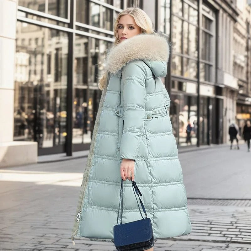 Women's Hooded Parka - Faux-Fur Trim Winter Coat