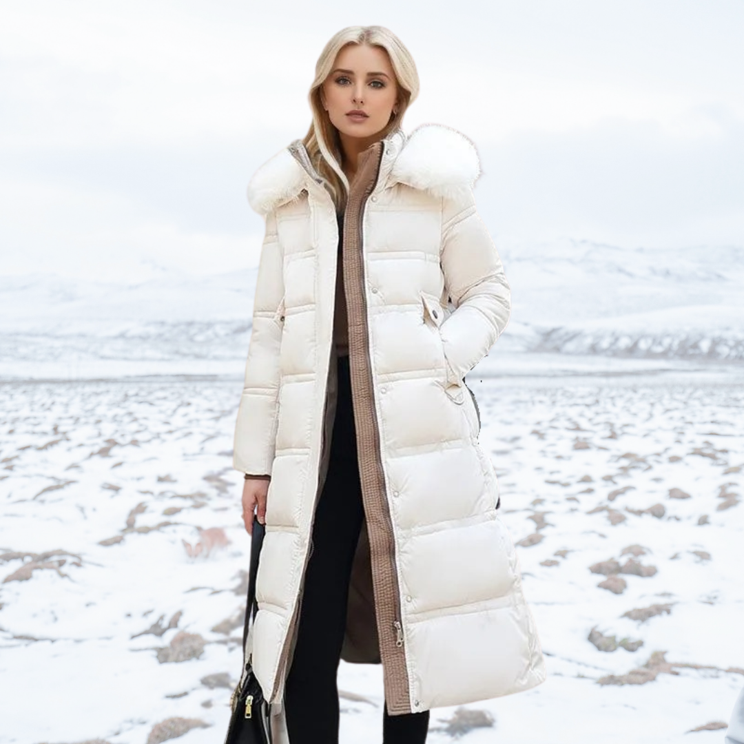 Women's Hooded Parka - Faux-Fur Trim Winter Coat