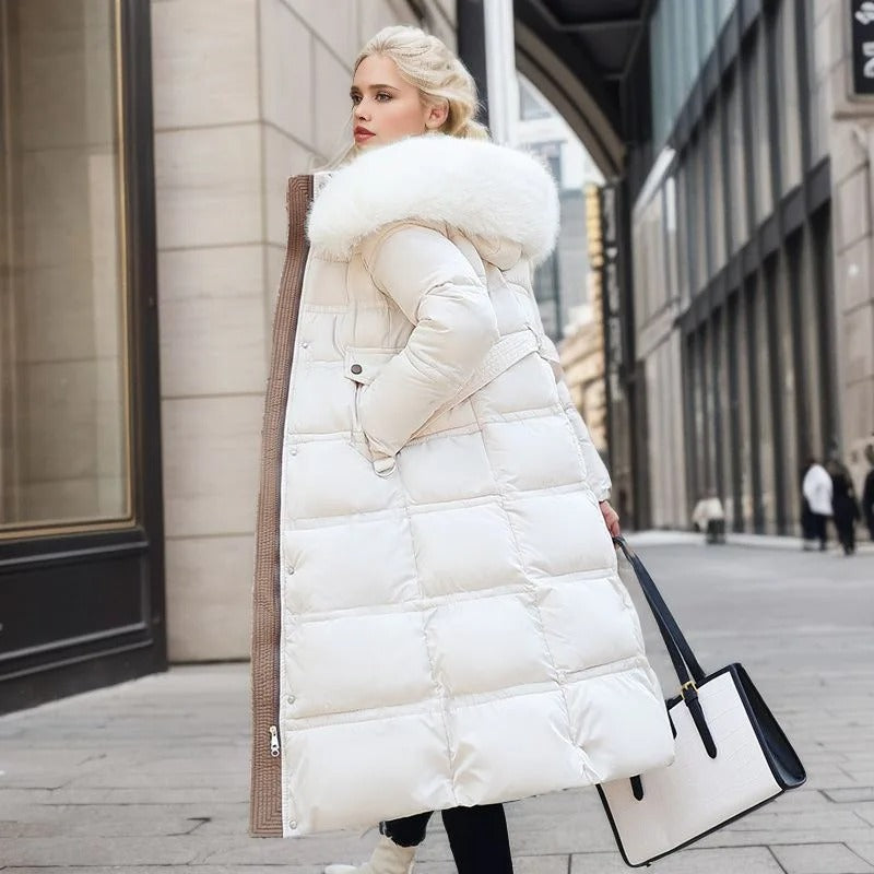 Women's Hooded Parka - Faux-Fur Trim Winter Coat